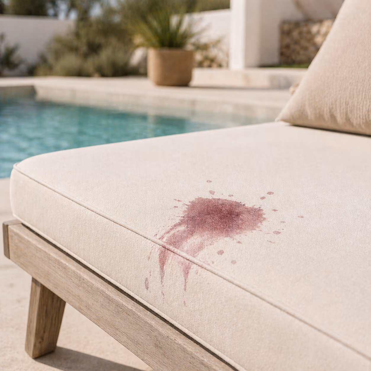 Wine stain on sunbed