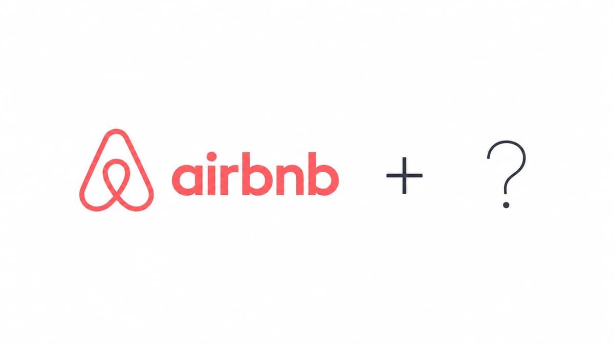 The Airbnb logo next to a large question mark — what software do you need alongside Airbnb?